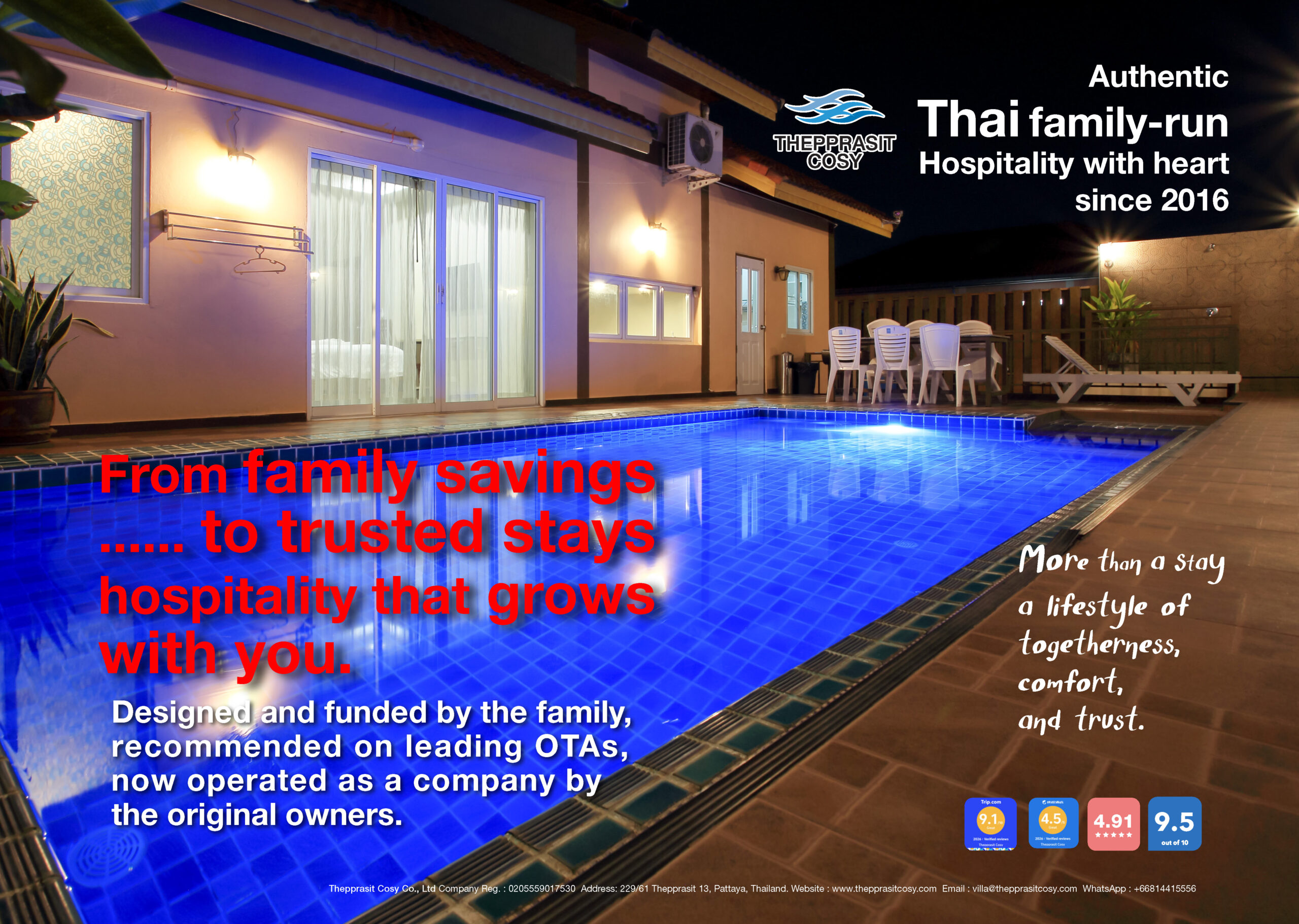 Relaxing poolside area at Thepprasit Cosy family‑run accommodation